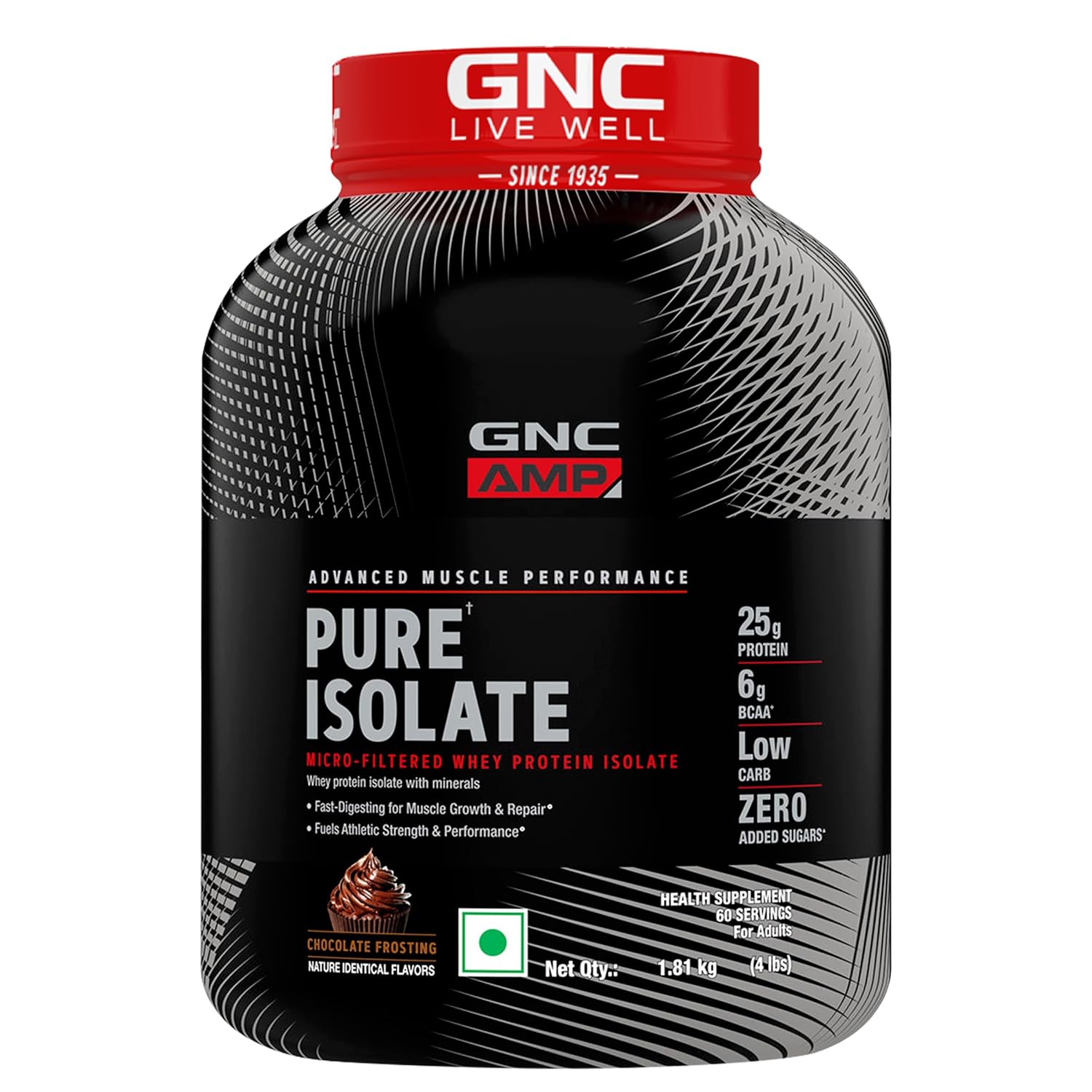 GNC AMP Pure Isolate Whey Protein 4 lbs – Ultra-Pure Whey Isolate for Lean Muscle & Fast Recovery