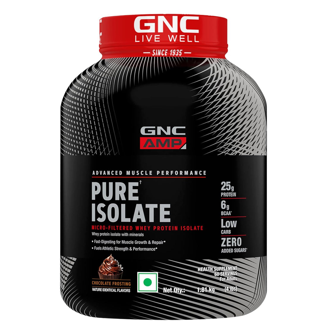 GNC AMP Pure Isolate Whey Protein 4 lbs – Ultra-Pure Whey Isolate for Lean Muscle & Fast Recovery
