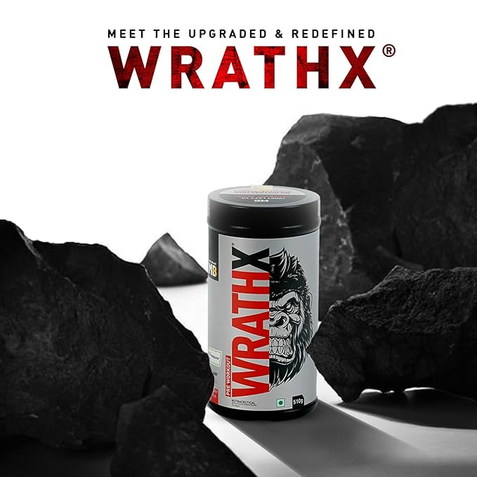 MuscleBlaze WrathX Pre-Workout 510g (Fruit Fury) – Creapure, Nitroblaze & BioPerine for Energy, Focus & Muscle Pump