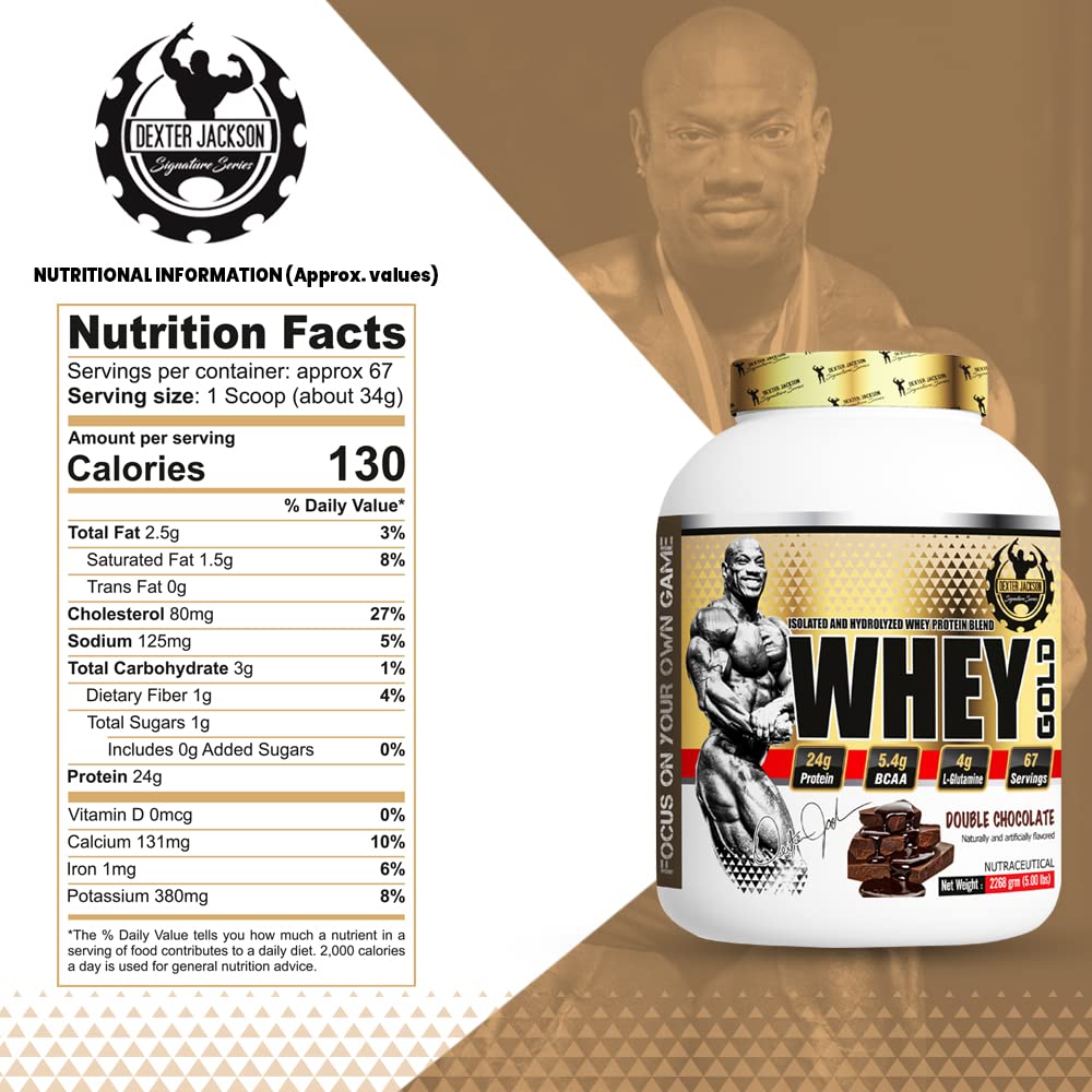 Dexter Jackson Signature Series Whey Gold 5 Lbs – Double Chocolate Whey Isolate & Hydrolyzed Protein Blend for Muscle Growth & Recovery