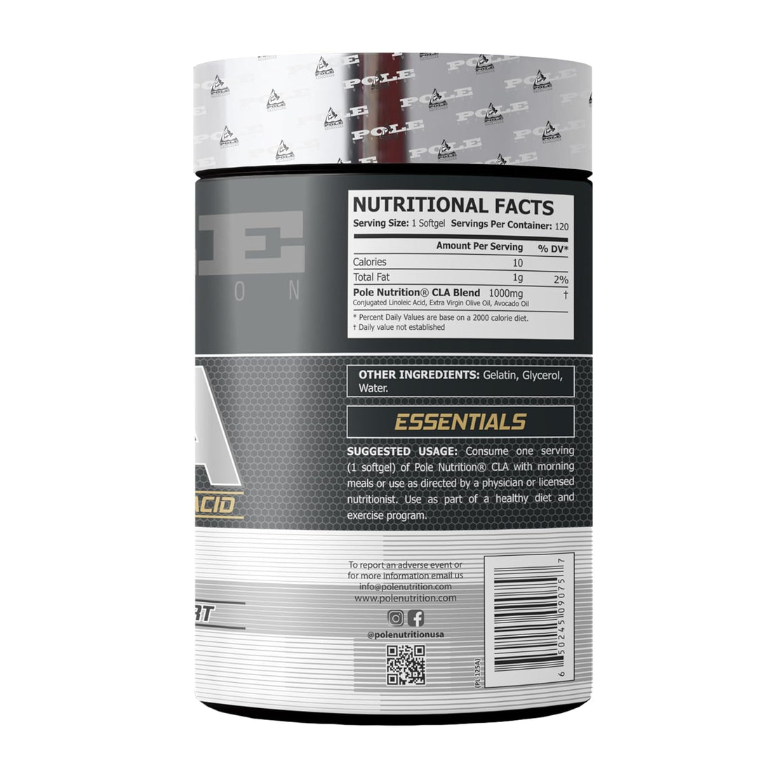 Pole Nutrition CLA 1000mg – Conjugated Linoleic Acid Softgels for Weight Loss, Fat Burner & Fitness Support (120 Softgels)