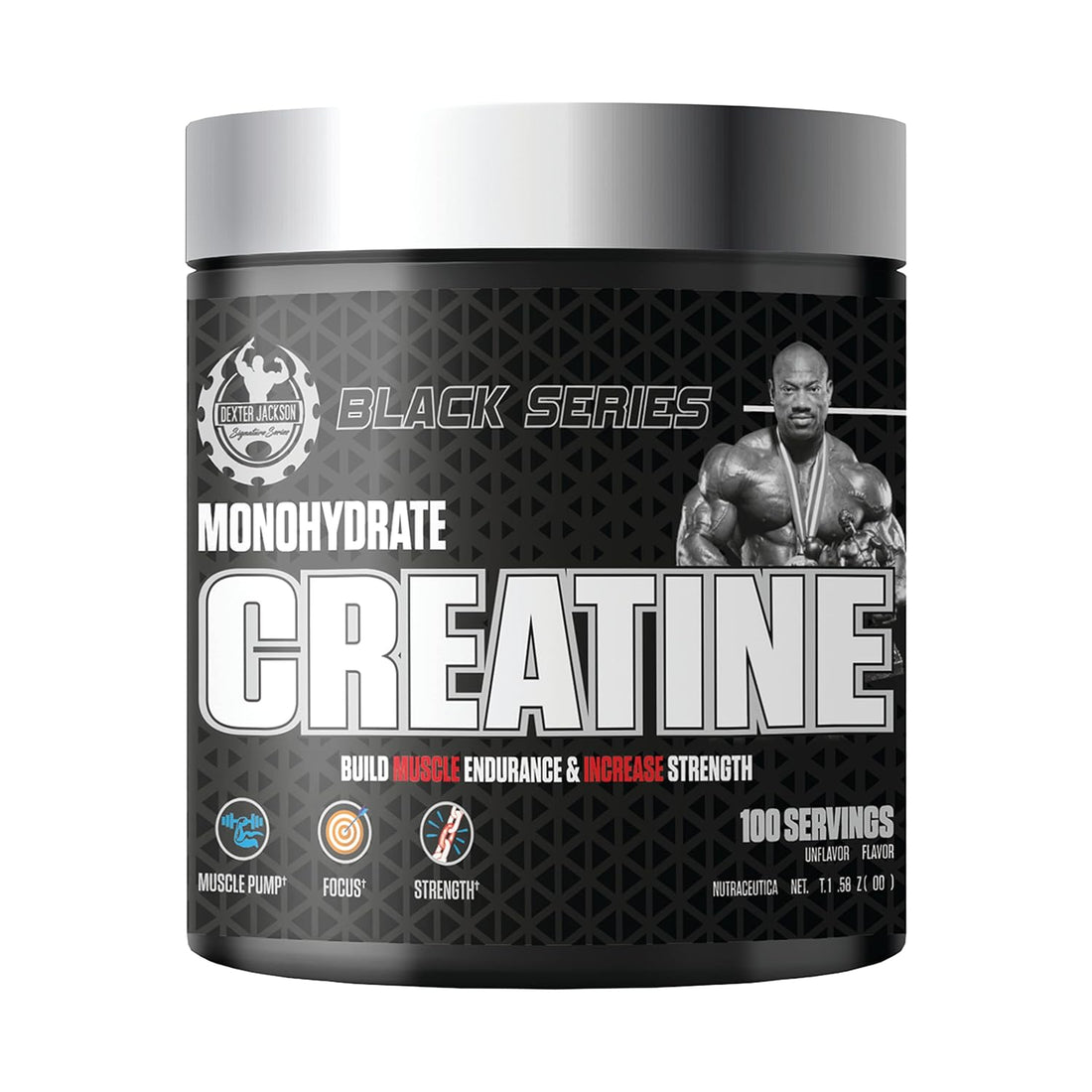 Dexter Jackson Black Series Monohydrate Creatine Powder 300g – 100 Servings, Micronized for Enhanced Absorption & Muscle Performance