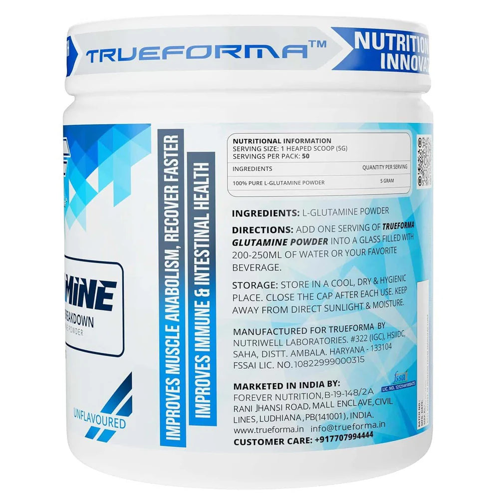 Trueforma® 100% Pure L-Glutamine Powder – Muscle Recovery, Gut Health & Immune Support Supplement