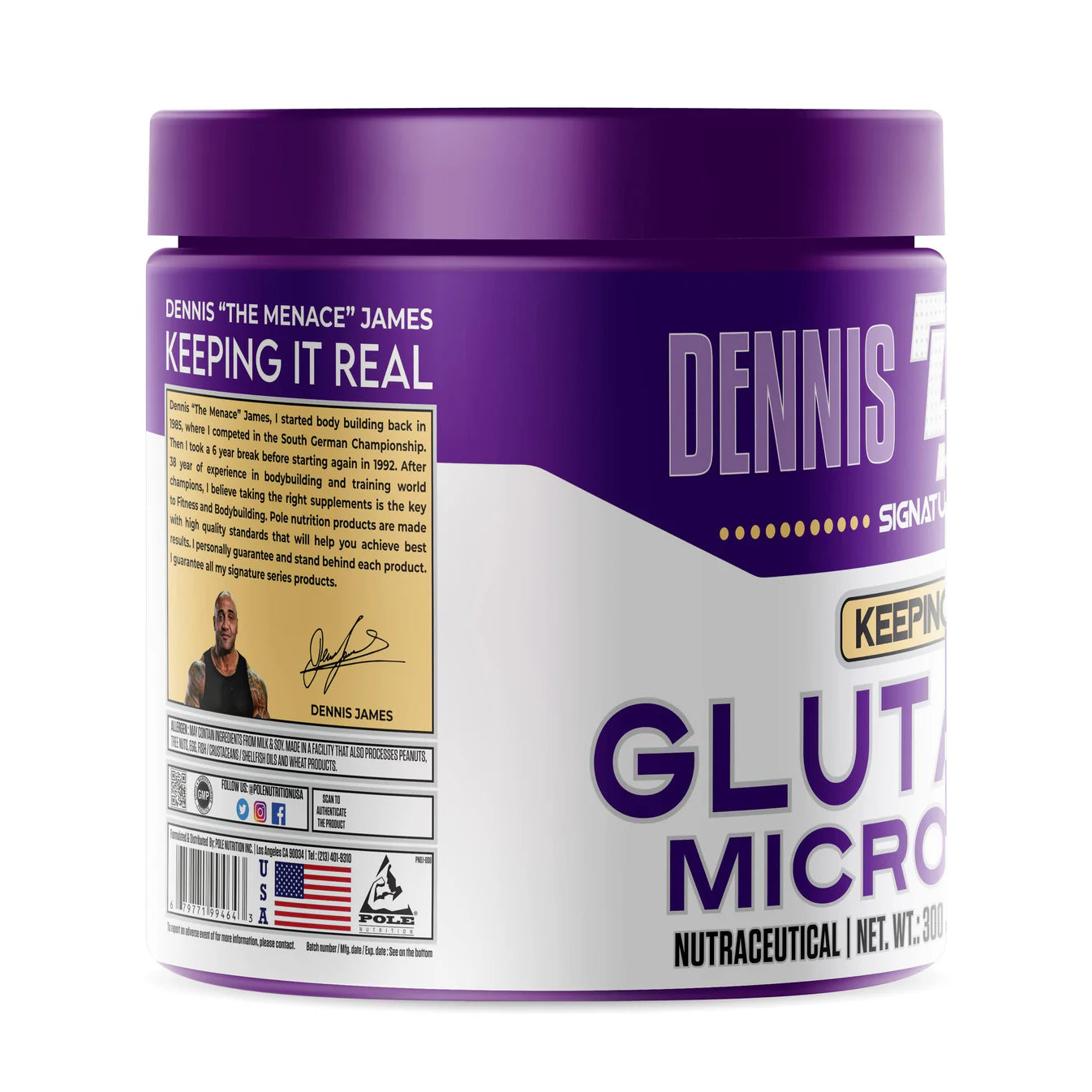Dennis James Signature Series Micronized Glutamine Powder – Muscle Recovery, Immune Support & Gut Health | Unflavoured