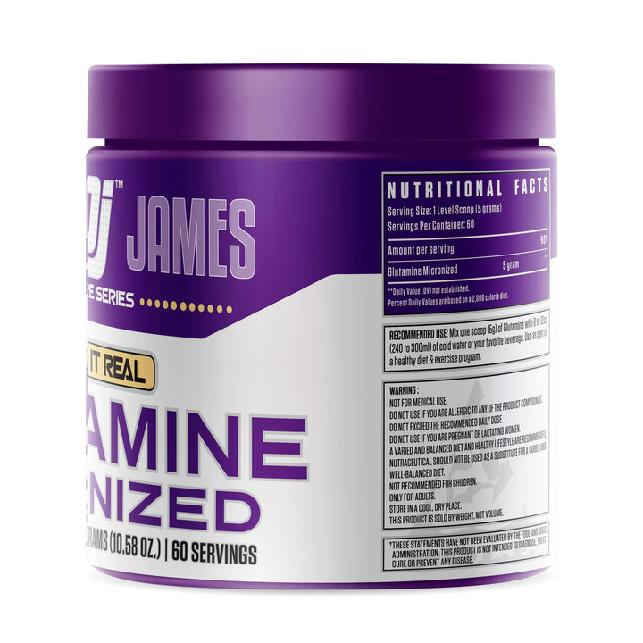 Dennis James Signature Series Micronized Glutamine Powder – Muscle Recovery, Immune Support & Gut Health | Unflavoured