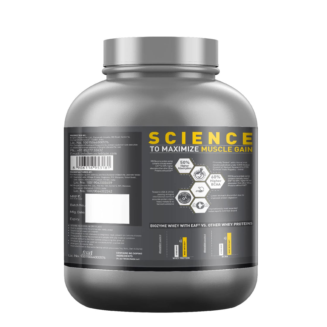 MuscleBlaze Biozyme Performance Whey Protein 2 Kg (4.4 lbs) – Fast Absorbing Whey for Muscle Growth & Recovery