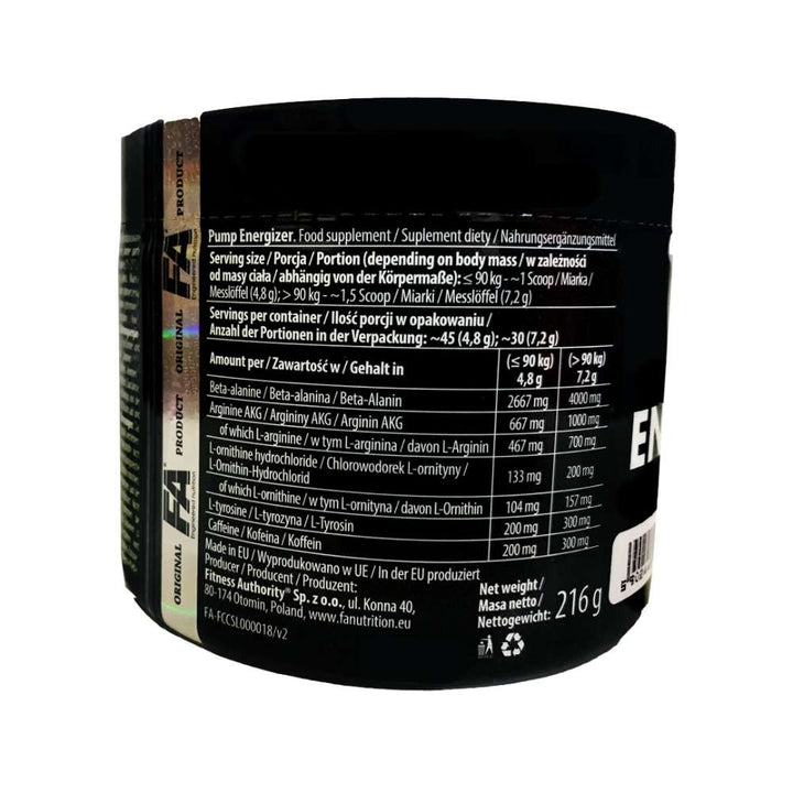 FA Core Pump Energizer Pre-Workout Powder – Energy, Focus & Muscle Pump Support (All Flavours)
