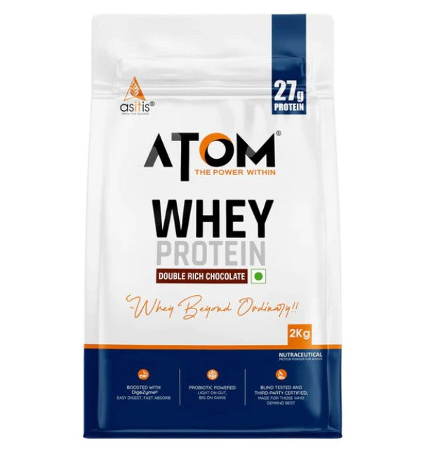 ATOM Whey Protein 1kg – USA Labdoor Certified for Purity & Accuracy | Premium Protein for Muscle Growth & Recovery