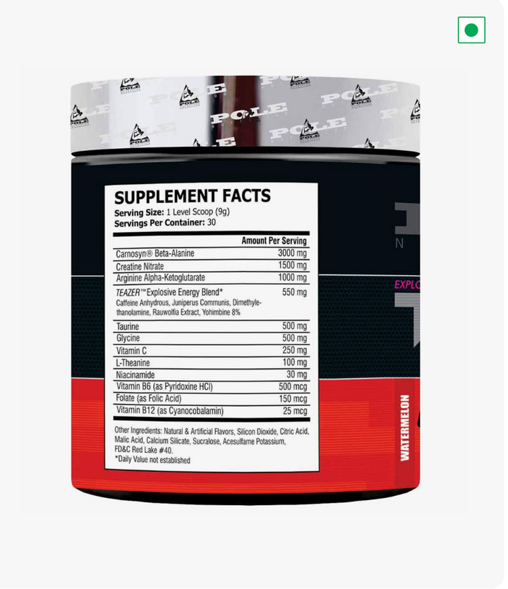 Pole Nutrition Teazer Pre Workout – 270g (Watermelon Flavor)