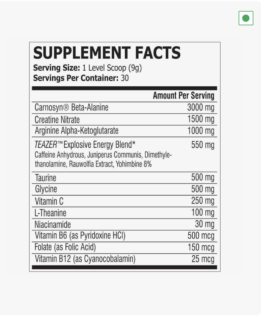Pole Nutrition Teazer Pre Workout – 270g (Watermelon Flavor)