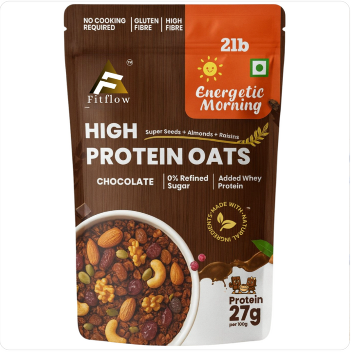 Fitflow High Protein Oats Chocolate | 27g Protein Power Breakfast