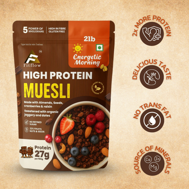 Fitflow High Protein Muesli – 27g Protein | Healthy Breakfast & Fitness Fuel