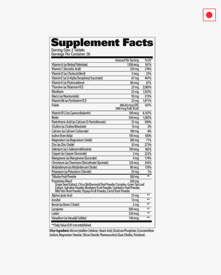 GAT Sport Mens Multi+Test – Daily Multivitamin & Testosterone Support | 60 Tablets