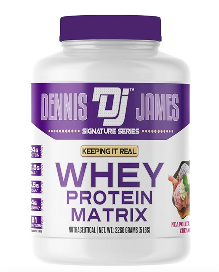 Dennis James Signature Series Whey Protein Matrix – Neapolitan Ice Cream | 5 lbs (81 Servings)