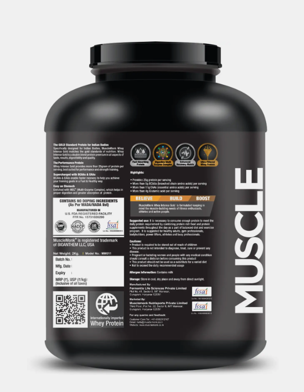 Whey Intense Gold Protein Powder – 2 kg (60 Servings) | Malai Kulfi Flavour