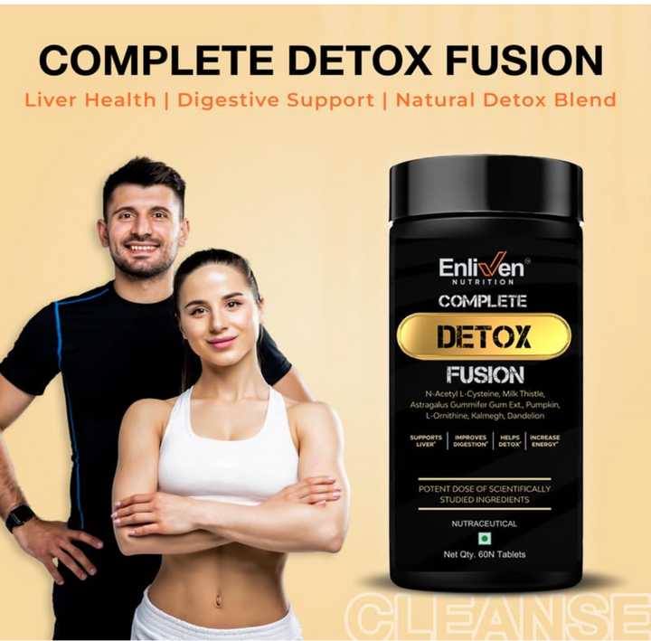 Complete Detox Fusion – Advanced 4-Organ Herbal Cleanse with NAC, Milk Thistle & Astragalus (60 Tablets)