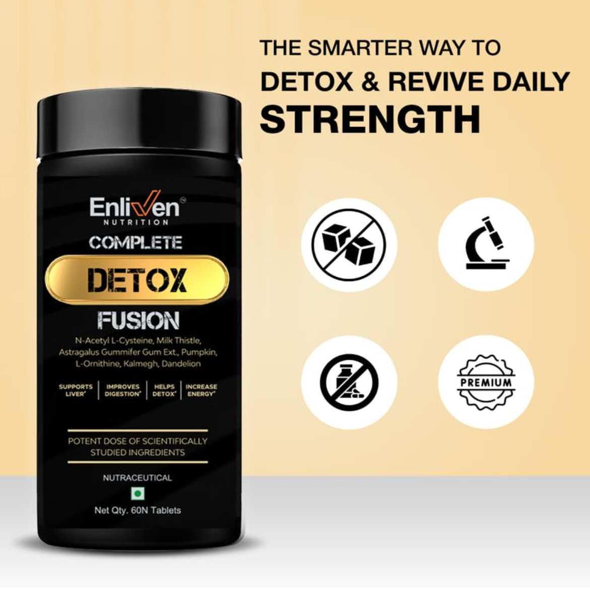 Complete Detox Fusion – Advanced 4-Organ Herbal Cleanse with NAC, Milk Thistle & Astragalus (60 Tablets)