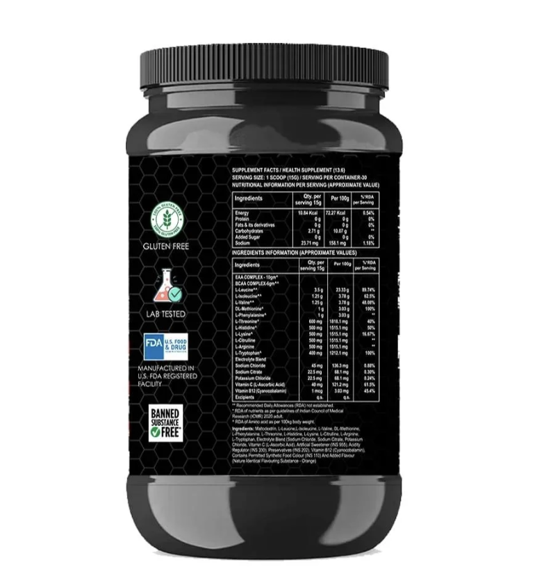 Enliven Nutrition EAA + BCAA Powder – 450g | Essential Amino Acids for Muscle Recovery & Performance
