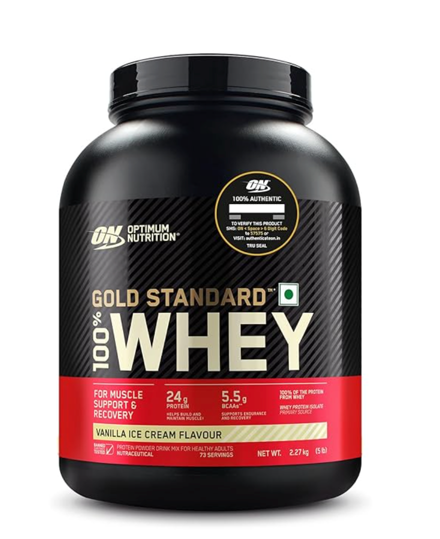 Optimum Nutrition Gold Standard 100% Whey Protein – 2.27kg | 24g Protein & 5.5g BCAAs
