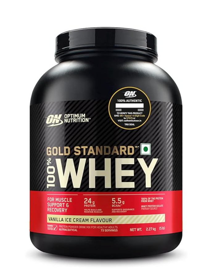 Optimum Nutrition Gold Standard 100% Whey Protein – 2.27kg | 24g Protein & 5.5g BCAAs