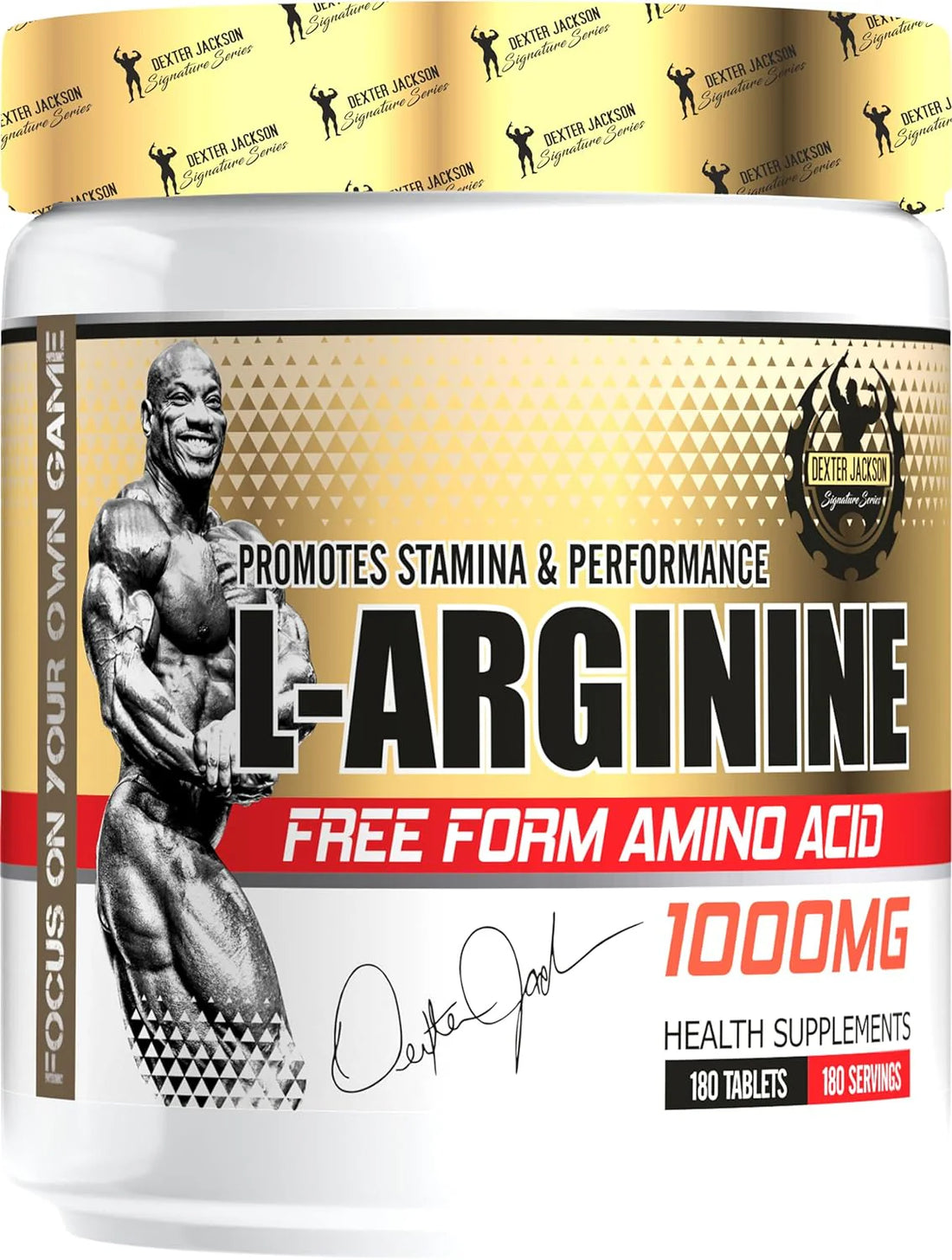 Dexter Jackson L-Arginine 1000 mg Tablets – Nitric Oxide Booster for Muscle Pump, Blood Flow & Workout Performance (180 Tablets)