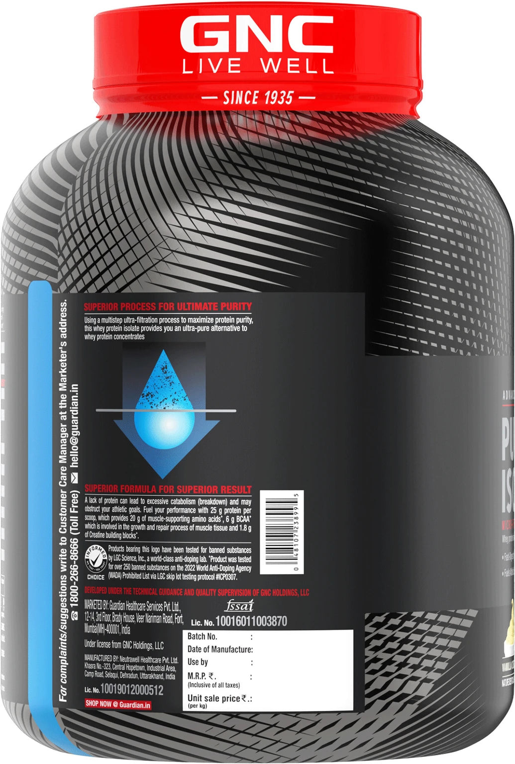 GNC AMP Pure Isolate Whey Protein 4 lbs – Ultra-Pure Whey Isolate for Lean Muscle & Fast Recovery