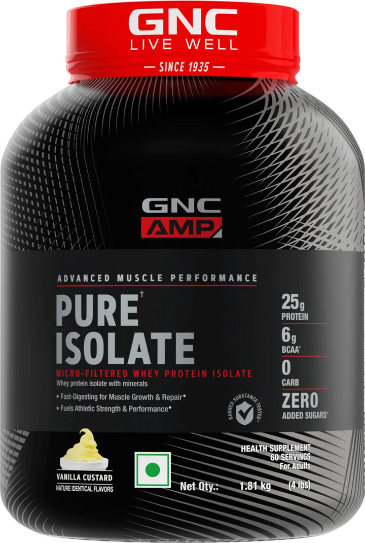 GNC AMP Pure Isolate Whey Protein 4 lbs – Ultra-Pure Whey Isolate for Lean Muscle & Fast Recovery