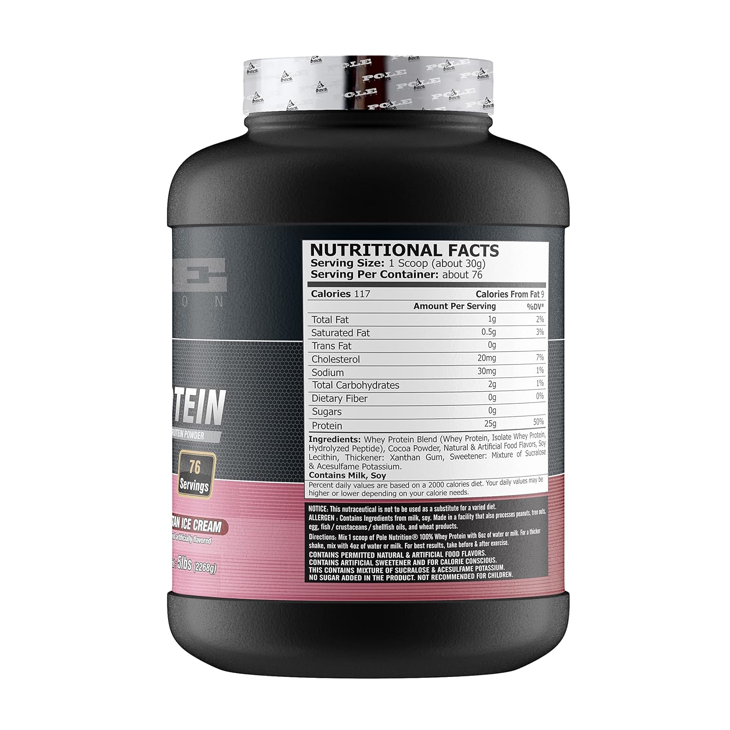 Pole Nutrition Whey Protein 5 Lb (2.27 Kg) – Neapolitan Ice Cream Flavour for Muscle Growth & Recovery