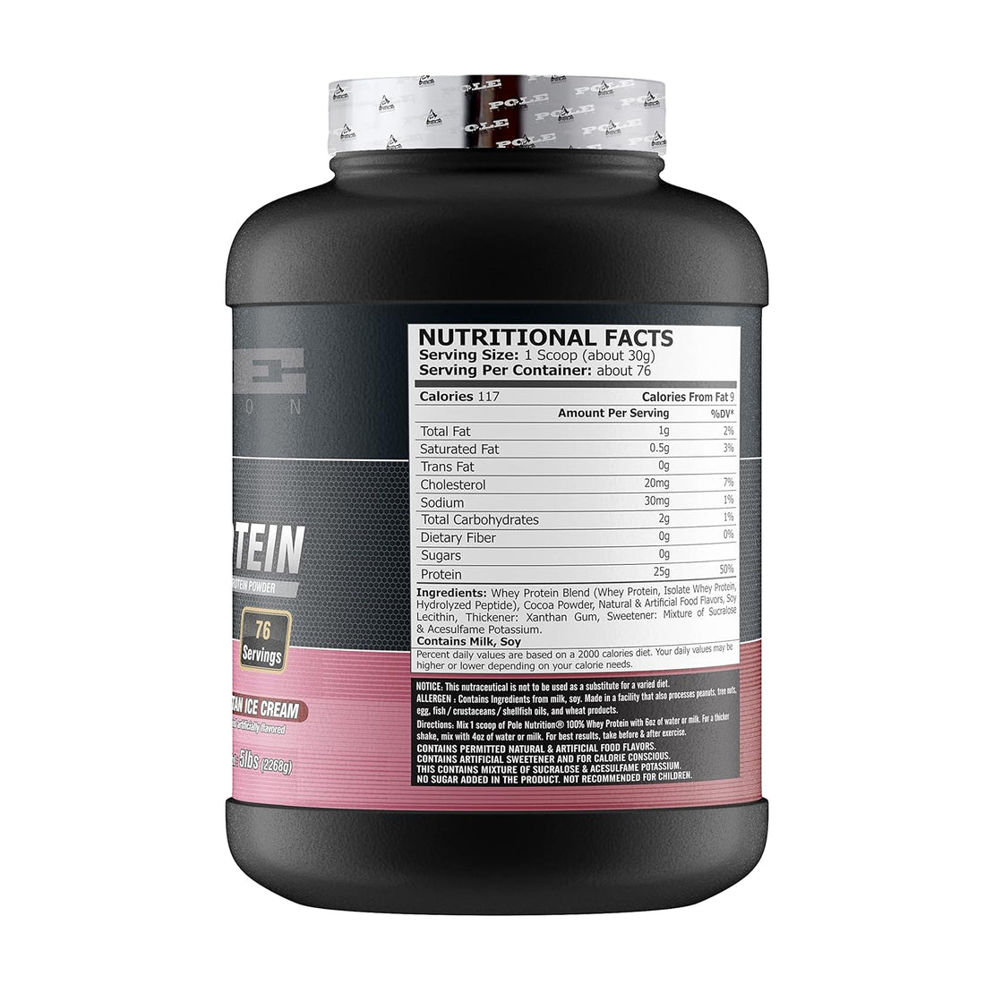 Pole Nutrition Whey Protein 5 Lb (2.27 Kg) – Neapolitan Ice Cream Flavour for Muscle Growth & Recovery