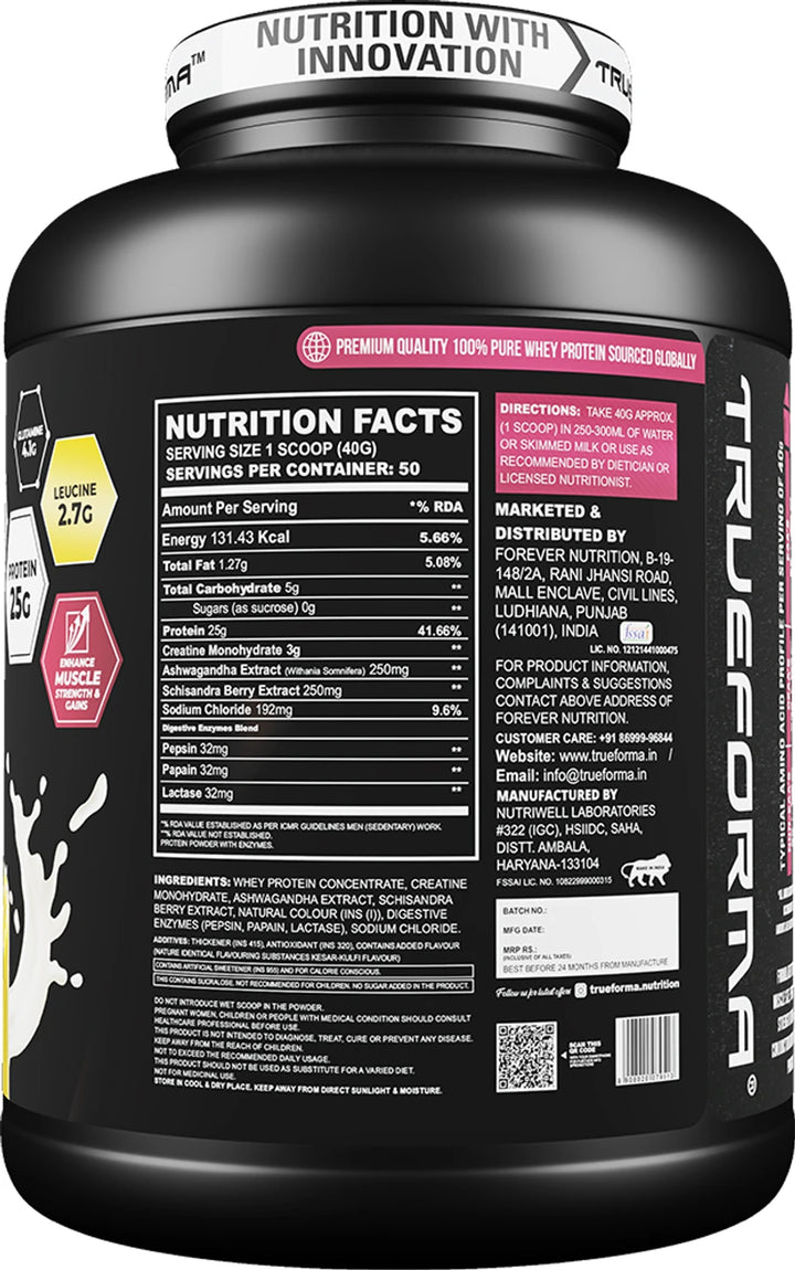 Trueforma® Power Fuel Whey Protein with Creatine & Ashwagandha – Muscle Growth, Strength & Recovery Supplement