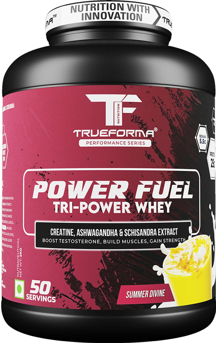 Trueforma® Power Fuel Whey Protein with Creatine & Ashwagandha – Muscle Growth, Strength & Recovery Supplement
