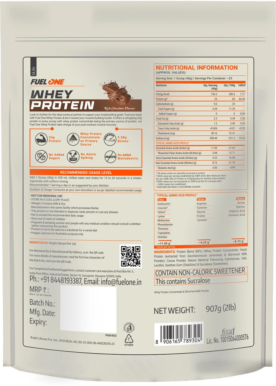 Fuel One Whey Protein Powder 1 Kg (2.2 lb) – High Quality Whey Protein for Muscle Growth & Recovery